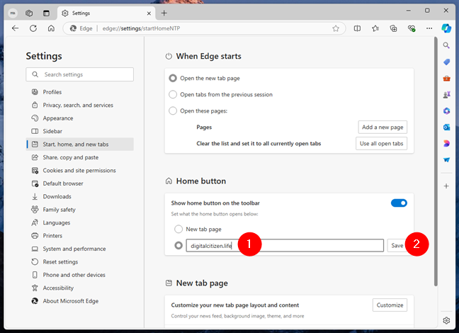 How to create a homepage in Edge