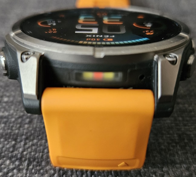 The LED flashlight is nicely tucked on the top side of the watch