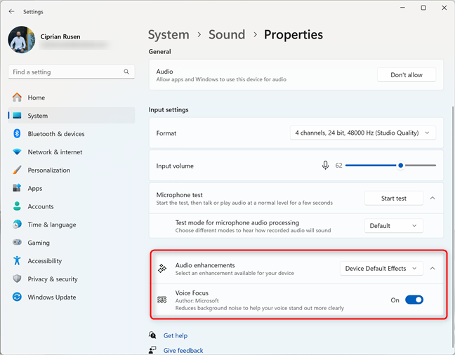 Enabling Voice Focus