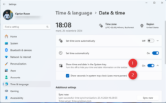 How to add or remove the seconds from the Windows 11 clock