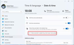 How to add or remove the seconds from the Windows 11 clock