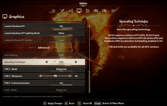Enable FSR 3.1 in the game