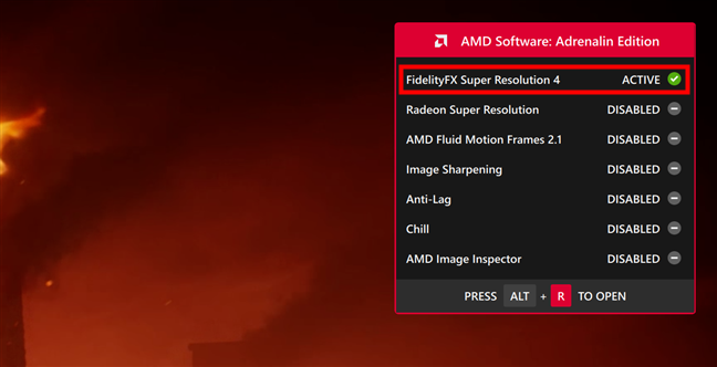 When you launch the game, you see a brief notification about FSR 4