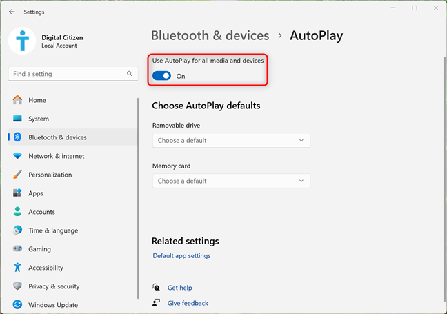 Turning AutoPlay on and off