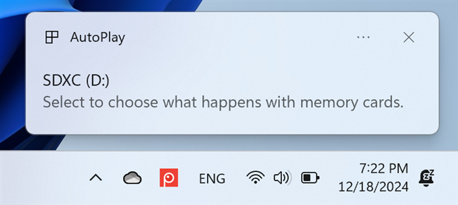 AutoPlay asking what to do with memory cards