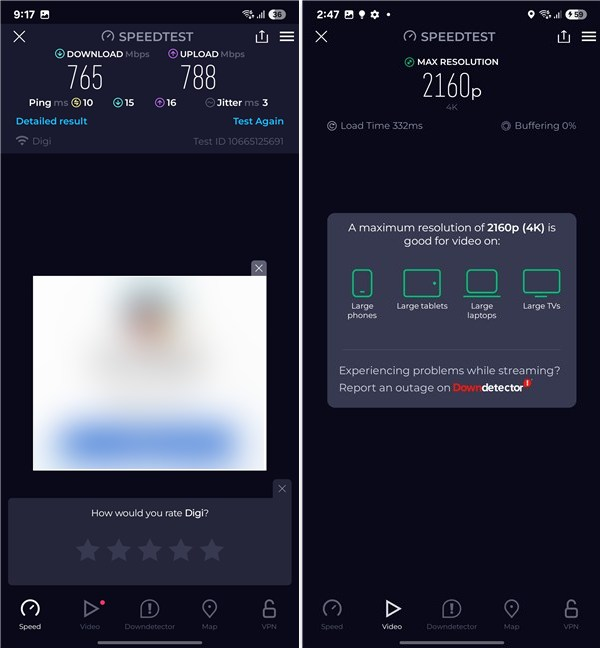 Internet speed results on a 1 Gbps Wi-Fi 6 network