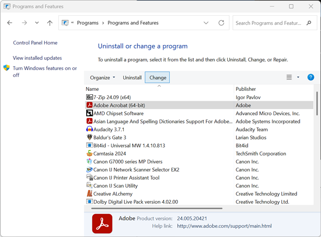 This is the classic Add or Remove Programs