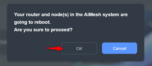Confirm that you want to proceed