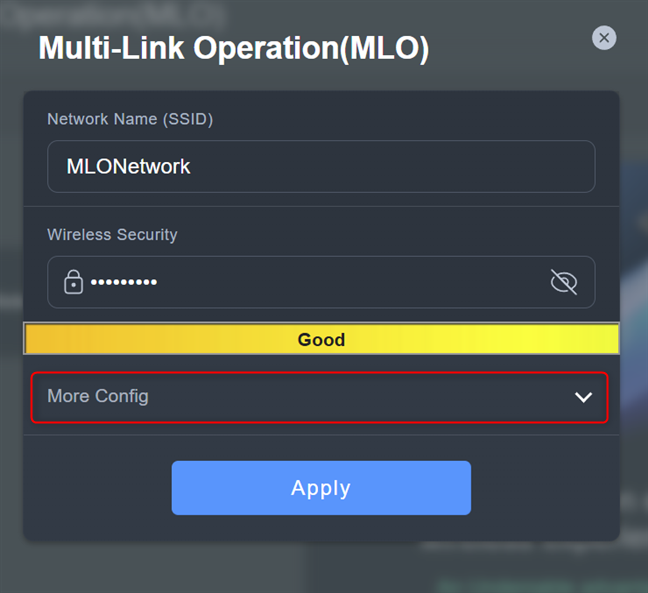 Click or tap More Config