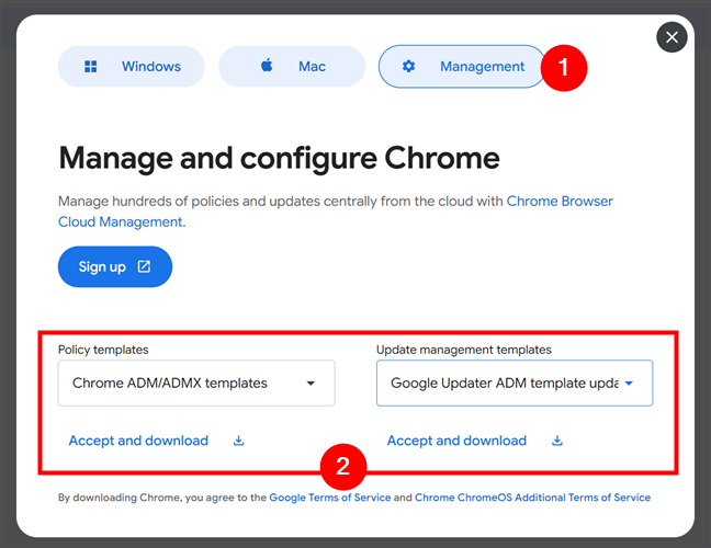 Download Chrome ADM/ADMX templates and Google Updater templates