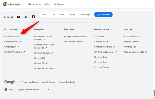 Links to Chrome for Other Platforms