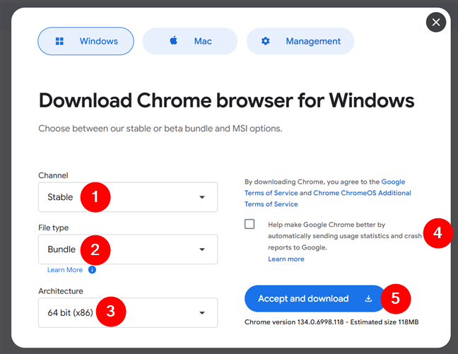 Download Chrome browser for Windows (MSI and other options)