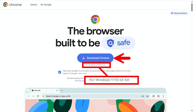 Click or tap Download Chrome