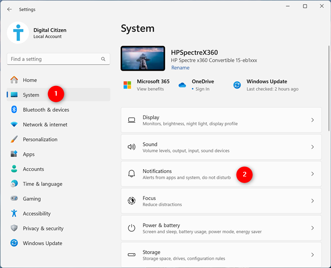 Go to System > Notifications in the Windows 11 Settings