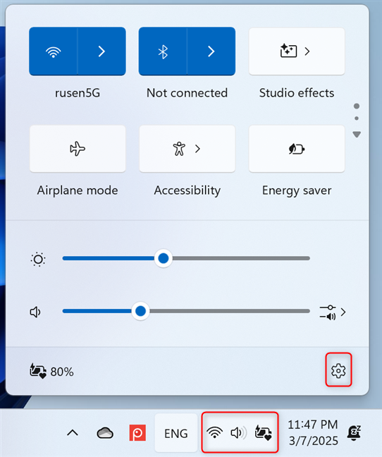 Access Settings from Quick Settings