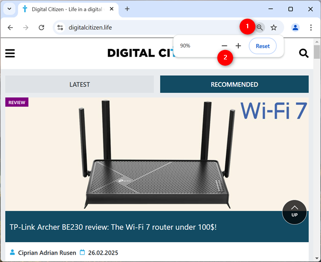 How to zoom out in Chrome using the zoom panel