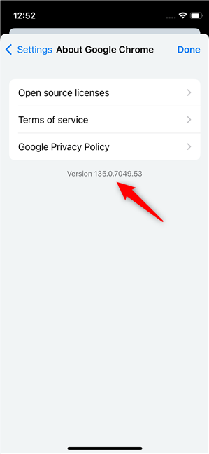 Check Chrome's version in iOS