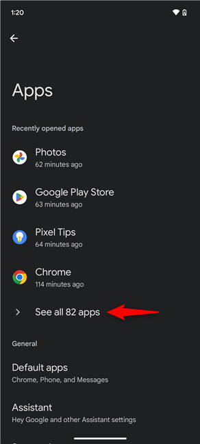 If you have an option to See all apps, tap it first