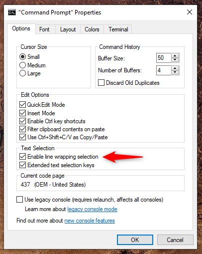 Enable line wrapping selection