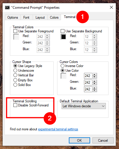 Disable Scroll-Forward controls how low you can scroll in the app window