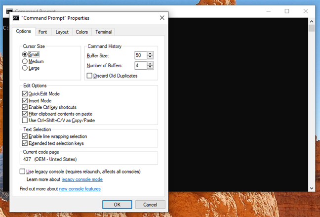 The different customizing options are split across five tabs