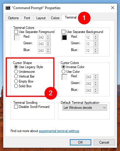 Select a shape for your cursor