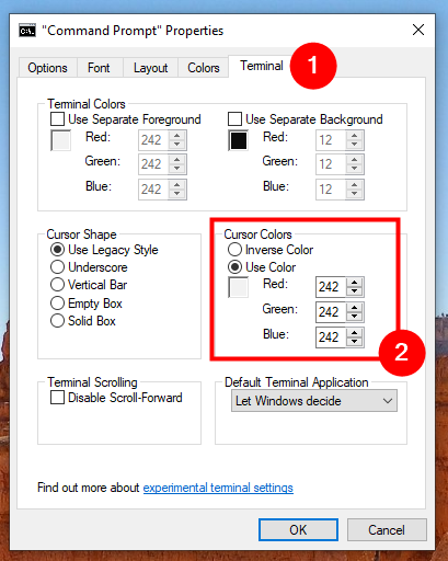 Select a color for your cursor