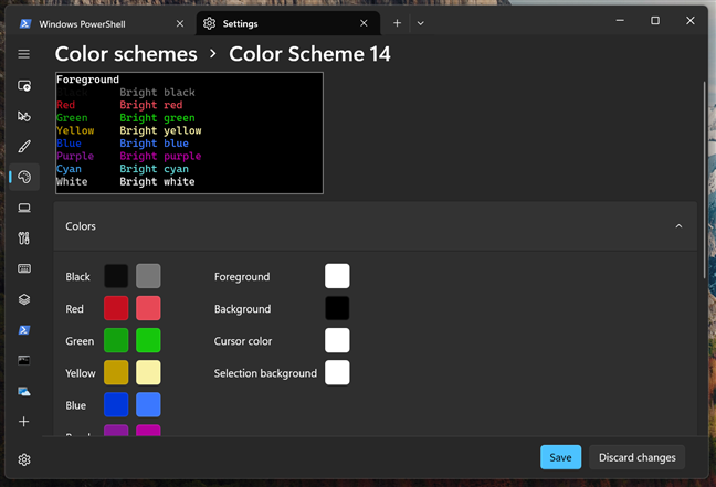 Choose colors used