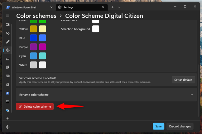 Delete color scheme
