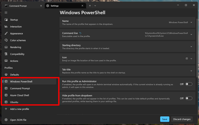 Individual profiles in Windows Terminal