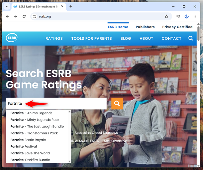 Type in the name of the game