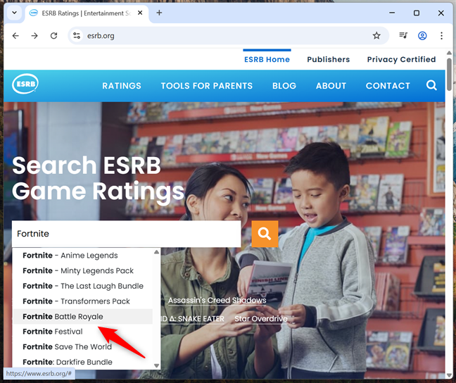Select the game from the list