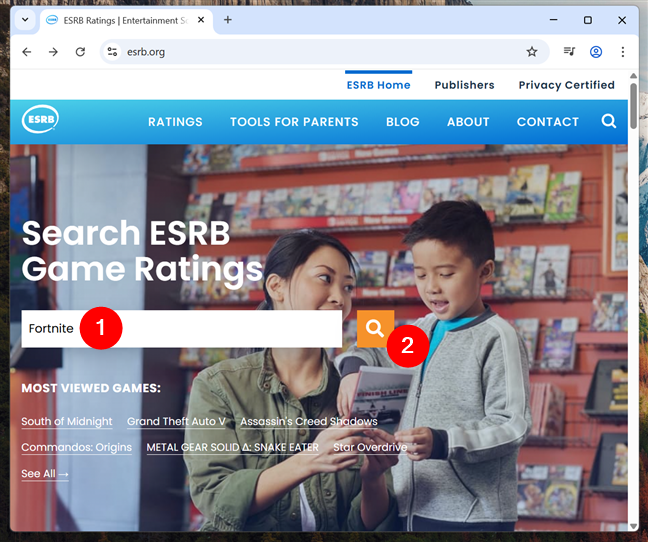 Type the game's name and press the search button