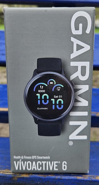 Garmin vivoactive 6 comes in a small gray cardboard box