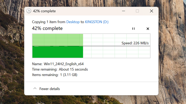 Copying a large file on the SSD