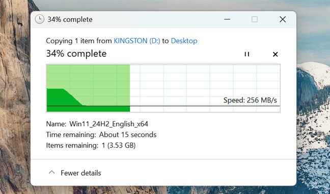 Copying a large file from the SSD