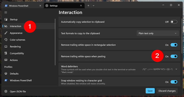Enable Remove trailing white-space when pasting