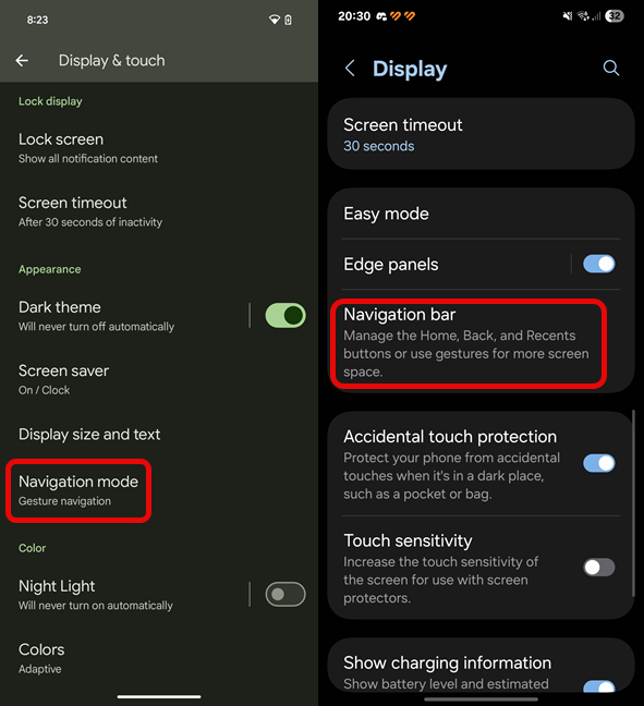 Tap on Navigation mode or Navigation bar