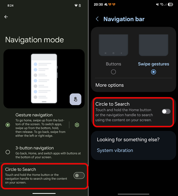 Tap to enable Circle to Search