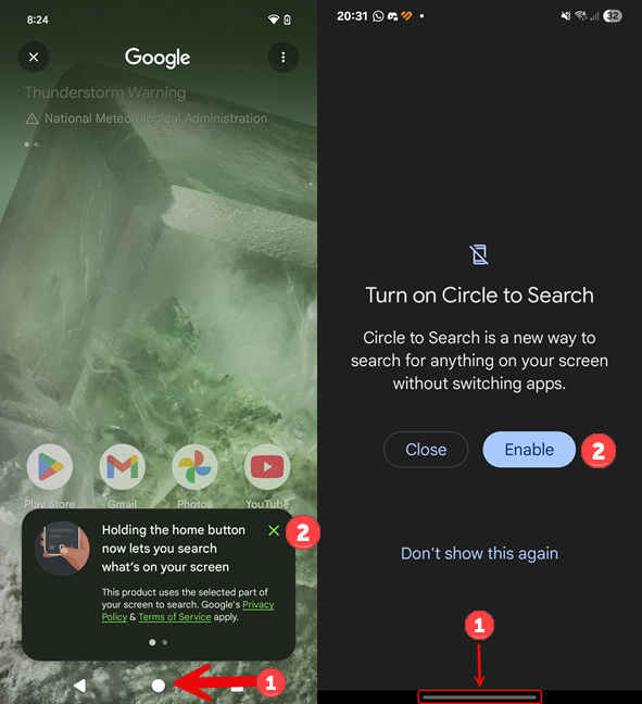 What happens when using Circle to Search for the first time