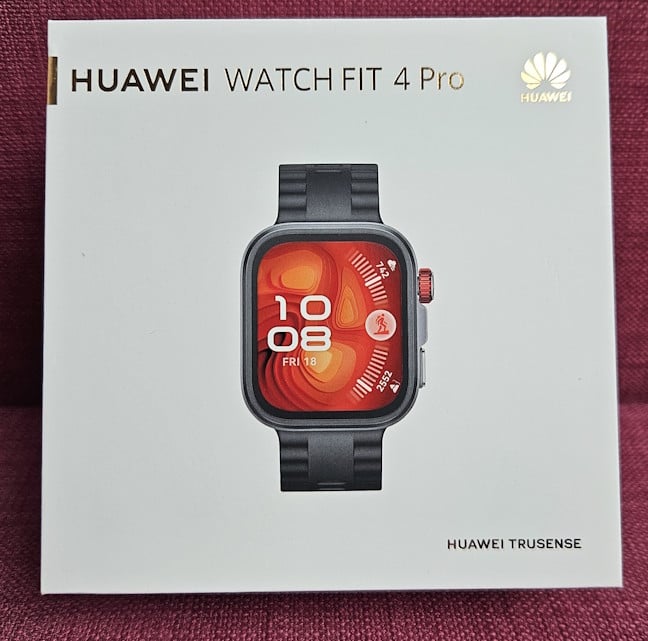 HUAWEI WATCH FIT 4 Pro comes in a small, white, cardboard box