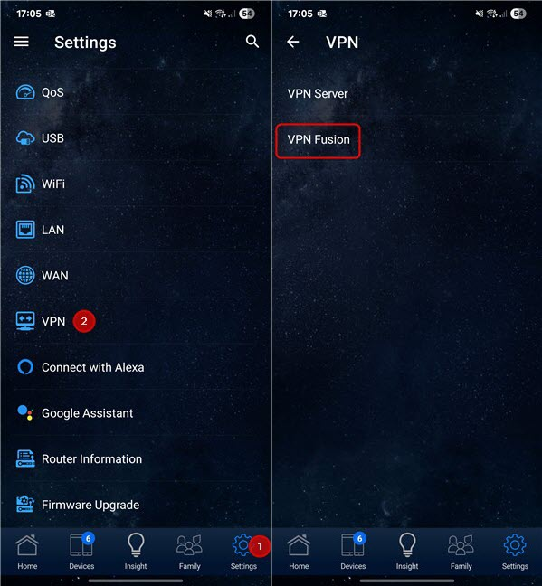 Go to Settings > VPN > VPN Fusion