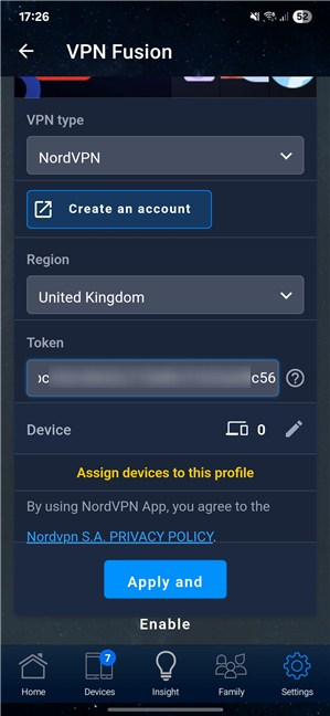 Don't forget to tap Apply and Enable