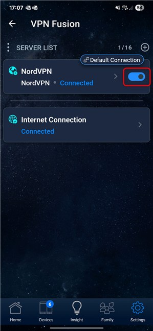 Before changing a VPN Fusion profile, turn it off