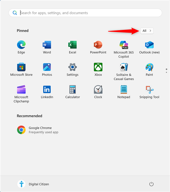 Press All to access all your installed apps