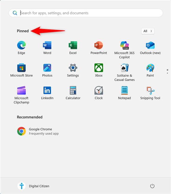 Pin to Start adds icons to the Pinned section in Windows 11