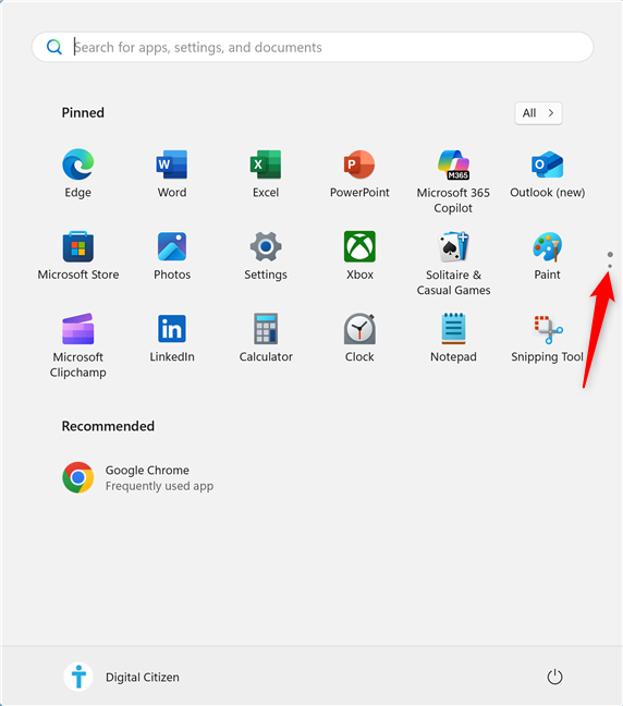 Navigate through the apps you Pinned to Start