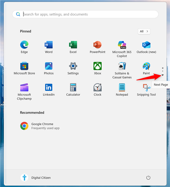 Click on the arrows to move between pages