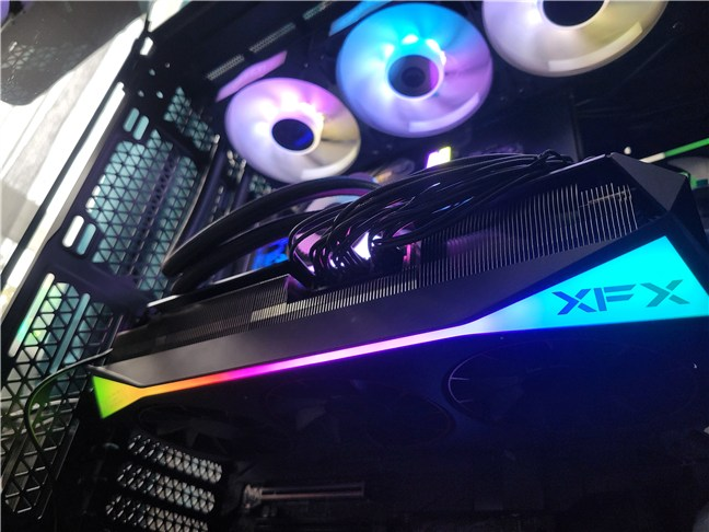 The GPU features RGB lighting on the edge