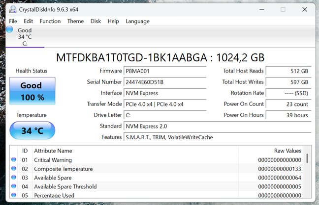 The sample I tested had a 1 TB SSD made by Micron